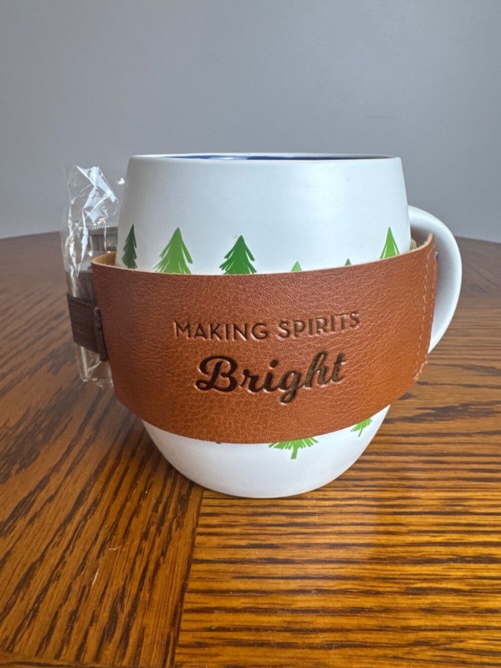 **NEW** Caribou Coffee Ceramic Coffee Mug Leather Sleeve Flask Gift Tree Deer